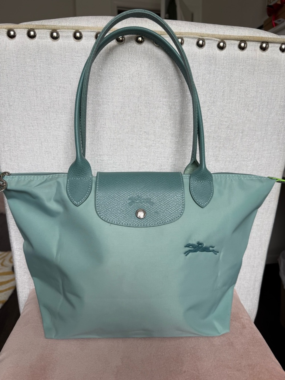 Longchamp Le Pliage Neo Tote Green Large Nylon Leather Shoulder Bag